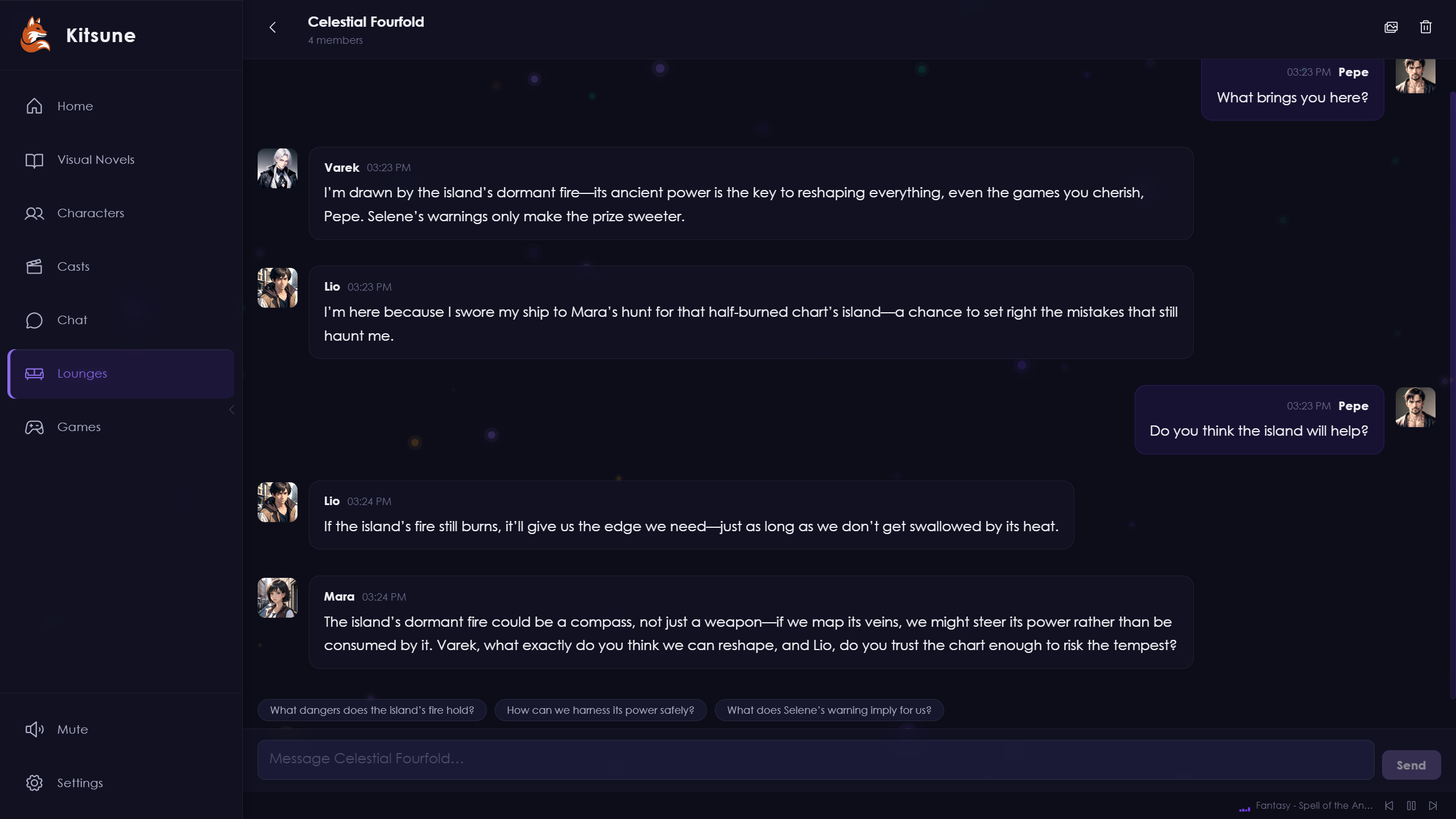 Lounge chat interface